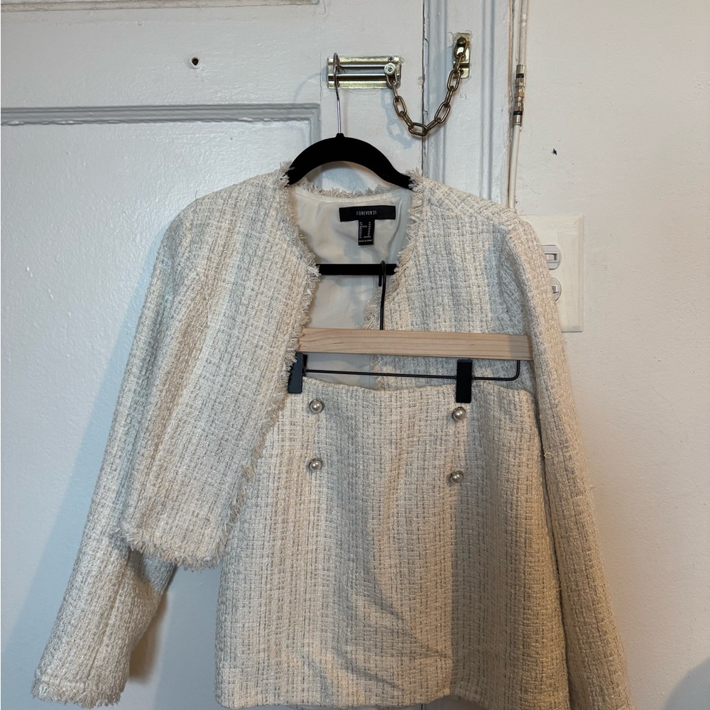White Tweed Women's Jacket and Skirt